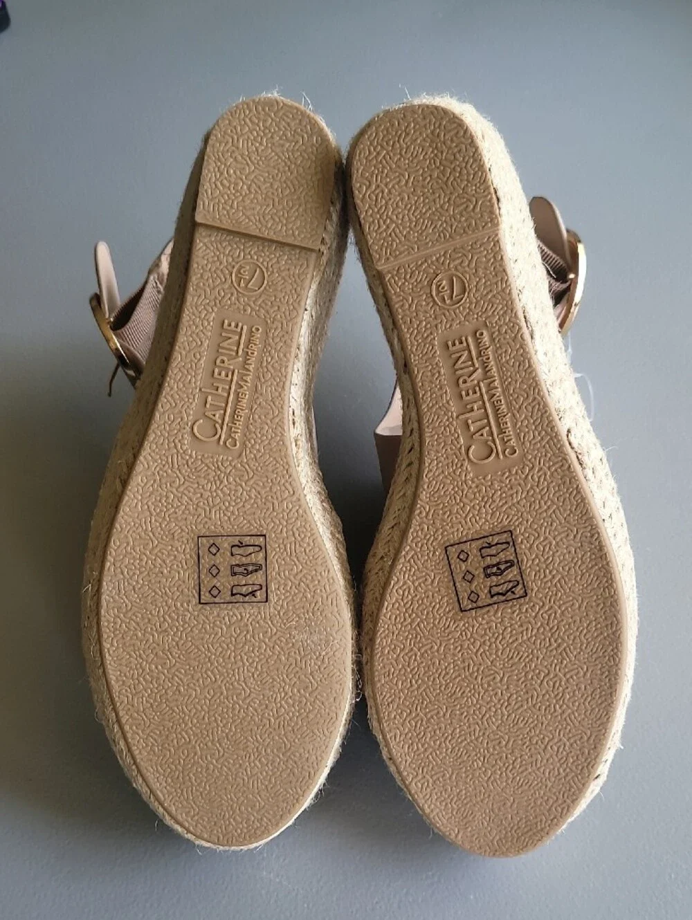 Catherine Malandrino Cirkly Espadrille Wedge Sandals Light Beige Sz 7.5